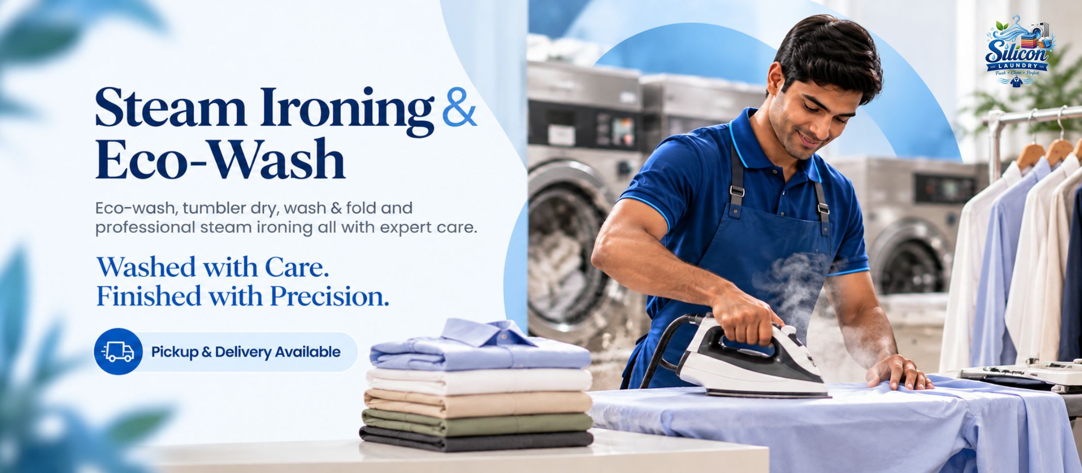Steam ironing and eco-wash service by Silicon Laundry
