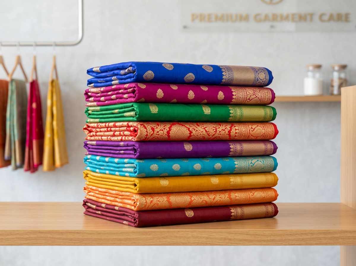 Exquisite silk saree care and roll pressing
